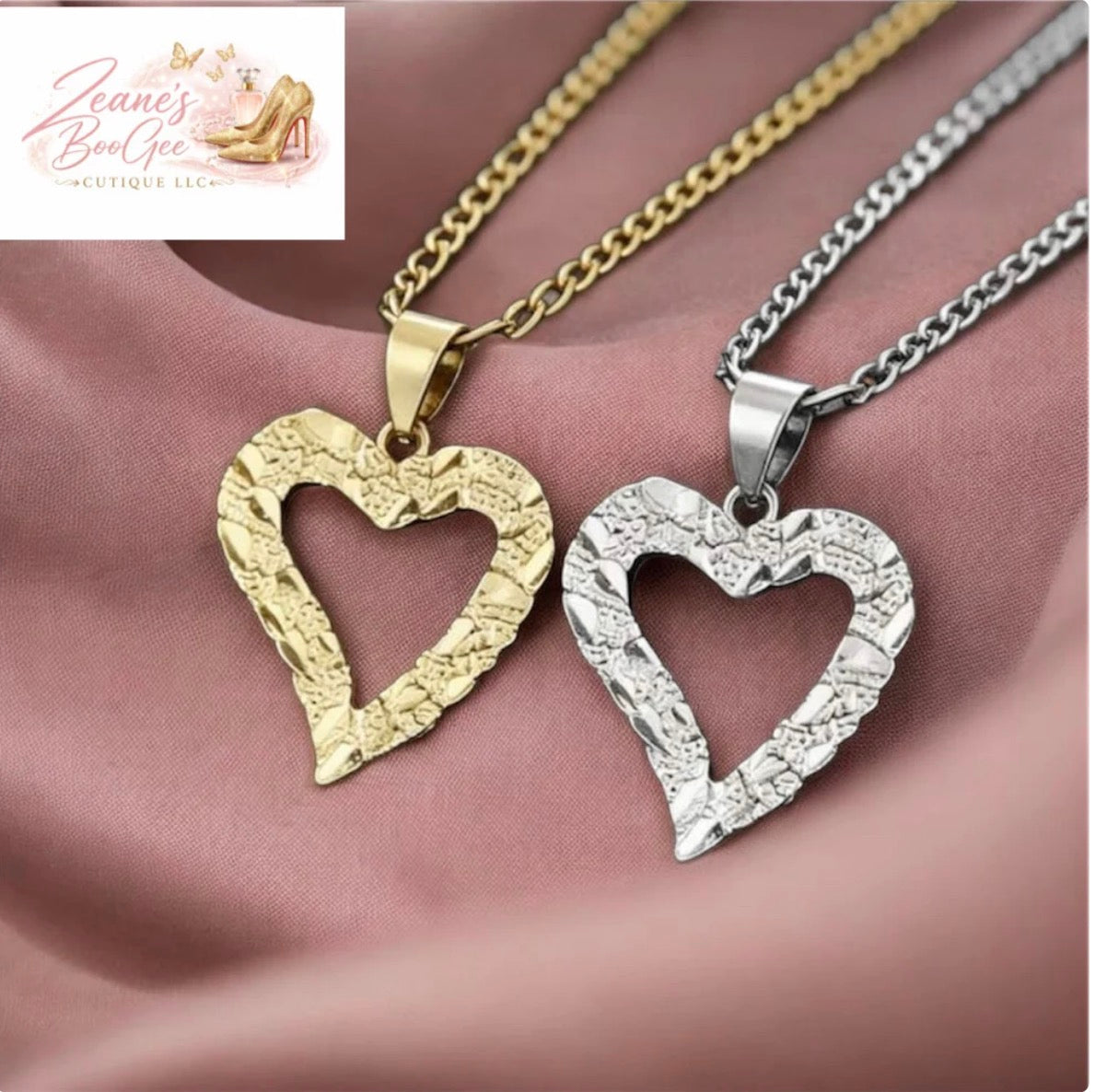 Hollow Nugget Heart Necklace
